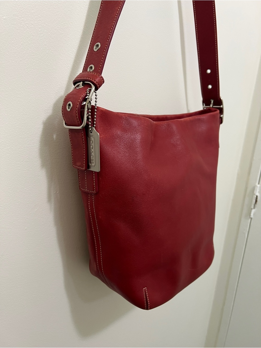 Coach Red Leather Shoulder Bag - Picture 4 of 13